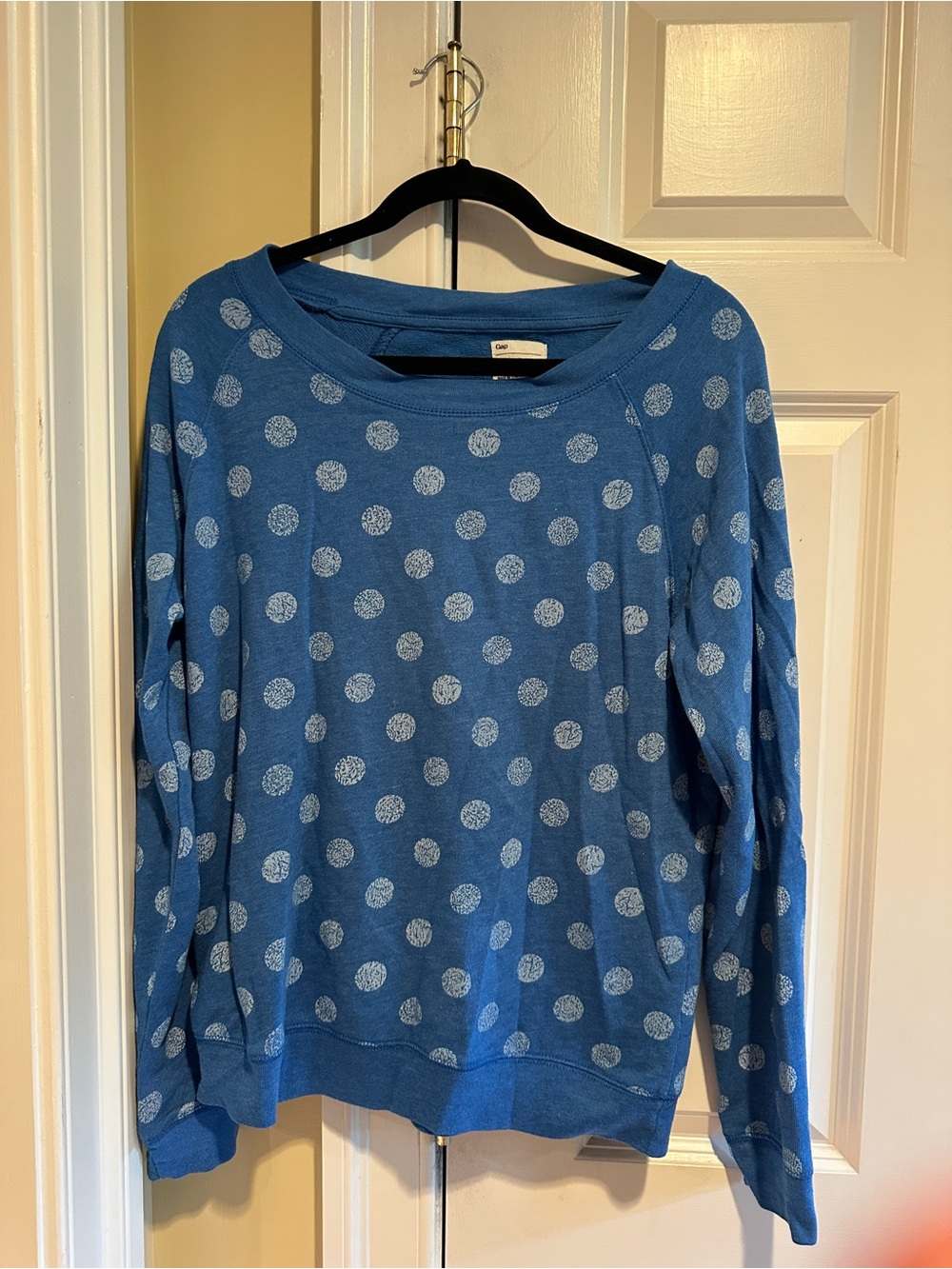 Gap Blue Polka Dot Lightweight Sweatshirt Pullover Size L